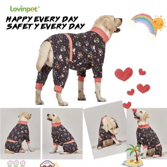 🐾 LovinPet Big Dog Pajamas, Post Surgery Onesie for Large Breed Dogs, M - Picture 6 of 11